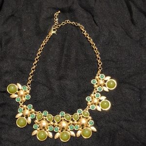Elegant Gold and Green Statement Necklace